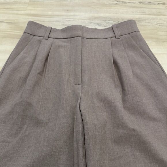 Abercrombie Fitch 0 Short Sloane Tailored Pants High Waist Wide Leg Brown - Picture 3 of 8